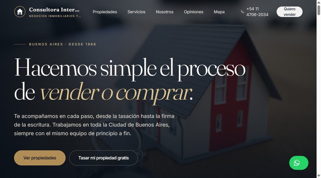 Captura de Consultora Internacional: hero de la inmobiliaria boutique